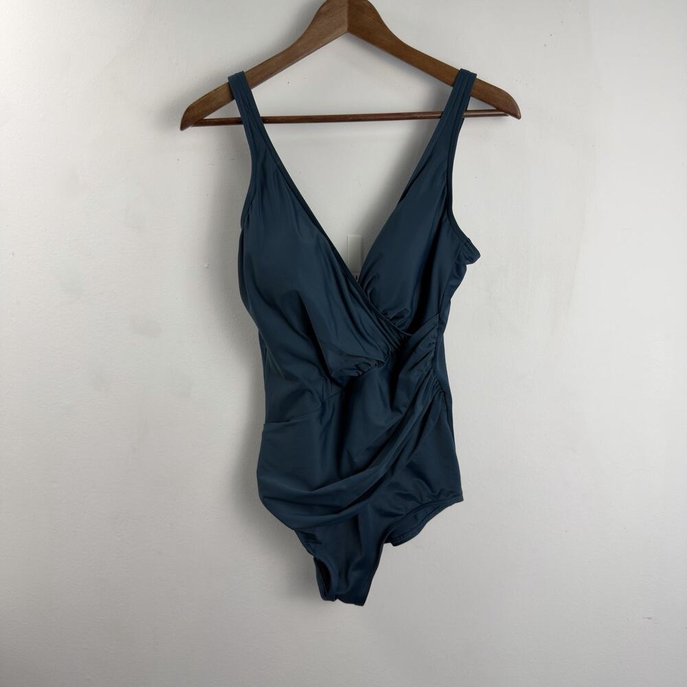 Miracle Suit One Piece Swimsuit Waist Cinching Oceanus Aegean Size 14